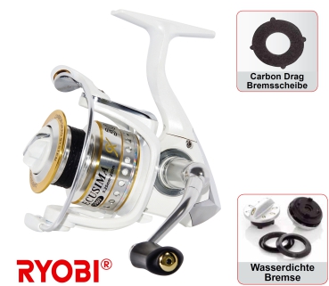 RYOBI ECUSIMA GX HS 3000 High Speed -  salzwasserfeste Spinnrolle Stationärrolle Carbon-Bremse